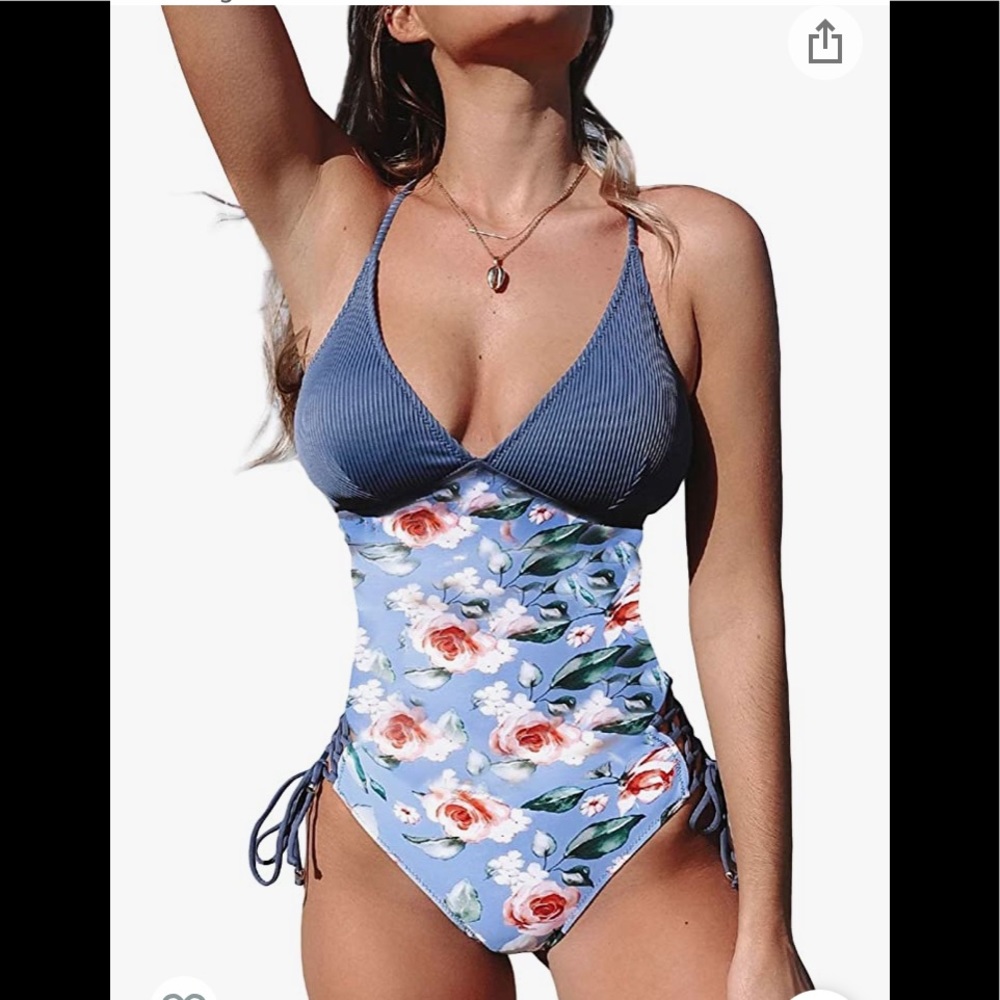Diukia Sexy Plunge V Neck  One Piece Swimsuits Tummy Control Size 2XL